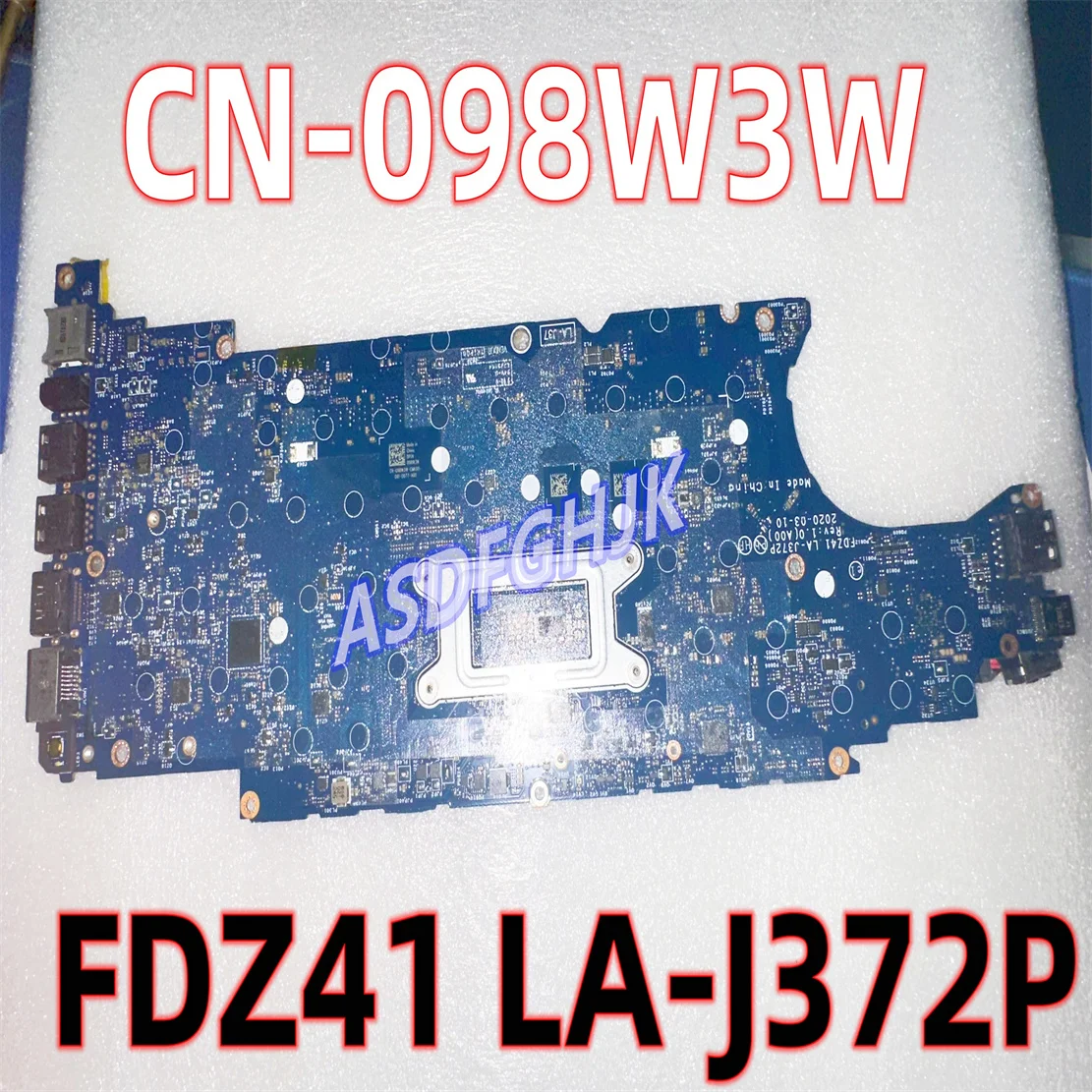 CN-098W3W 098W3W 98W3W FOR Dell Latitude 5410 Motherboard System Board WITH i7-10810U CPU FDZ41 LA-J372P  TEST OK