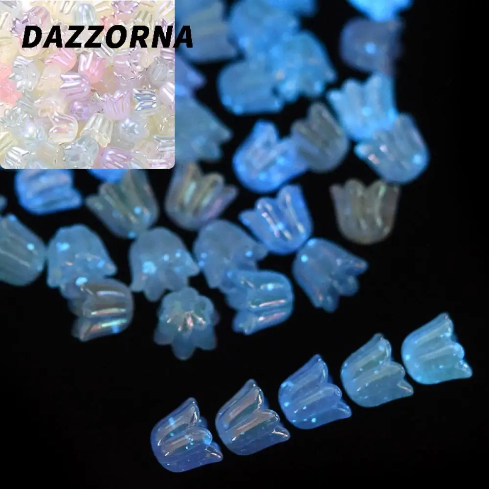 

50Pcs 10x12mm Glow In The Dark Fishing Acrylic Bead Colorful Luminous Mini Flower Beads For DIY Jewelry Making Necklace Bracelet