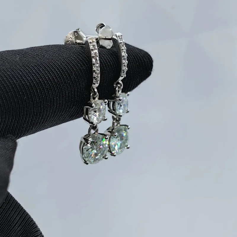 JH 3CT 925 فضة مويسانيتي أقراط للنساء أقراط لامعة D VVS1 غرامة مجوهرات مختبر الماس