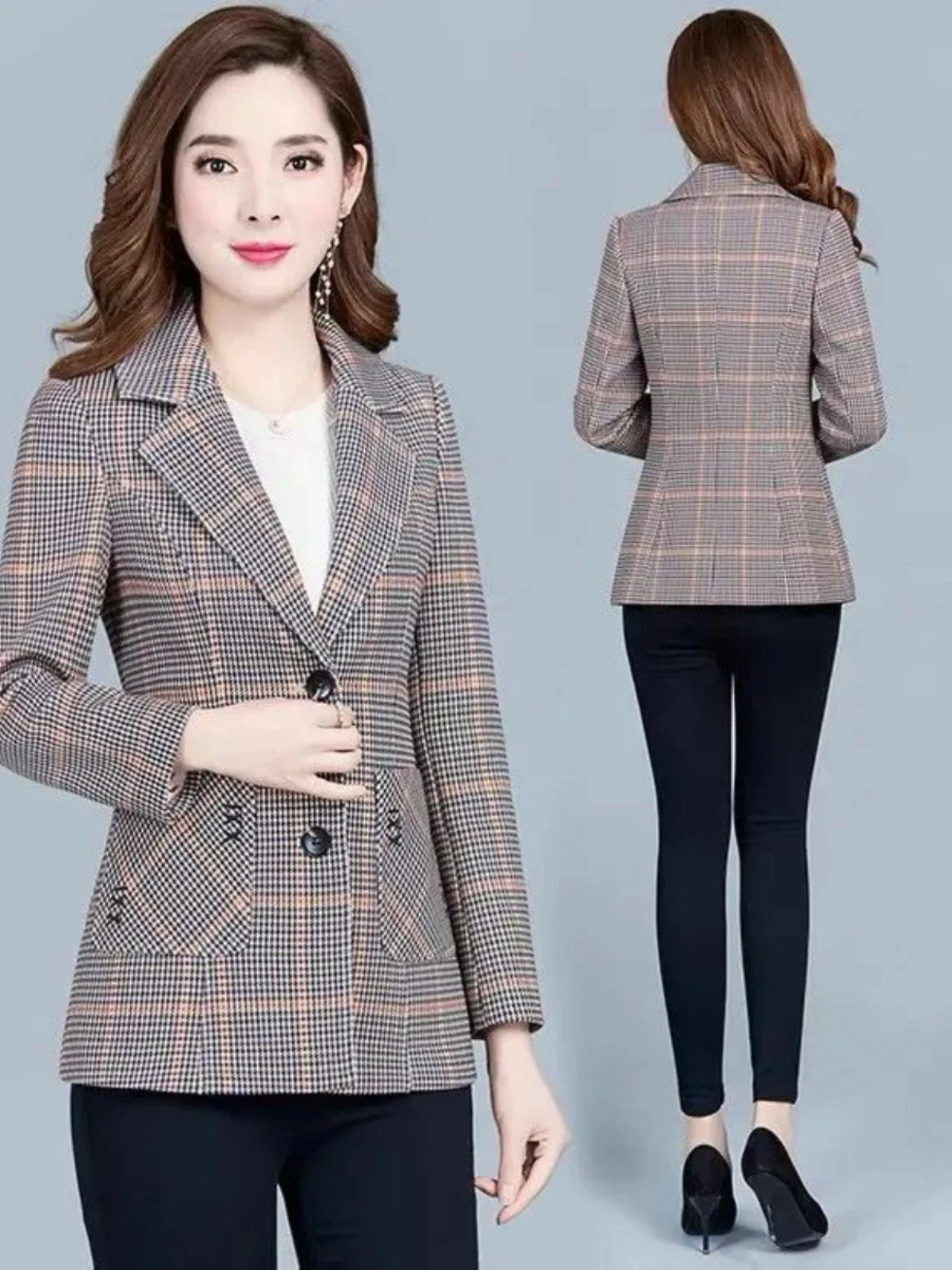 slim-fit-plaid-women's-suit-jaet-ear-muffs-faionable-vintage-ort-sle-autumn-new-arrival-middle-aged-mom's-clothing