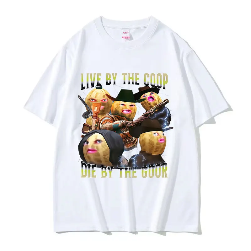 Limited The Burnt Peanut GOOP Funny Meme T Shirts Live By The Goop Die By The Goop Graphic T-shirt Men's Oversized Cotton Tshirt