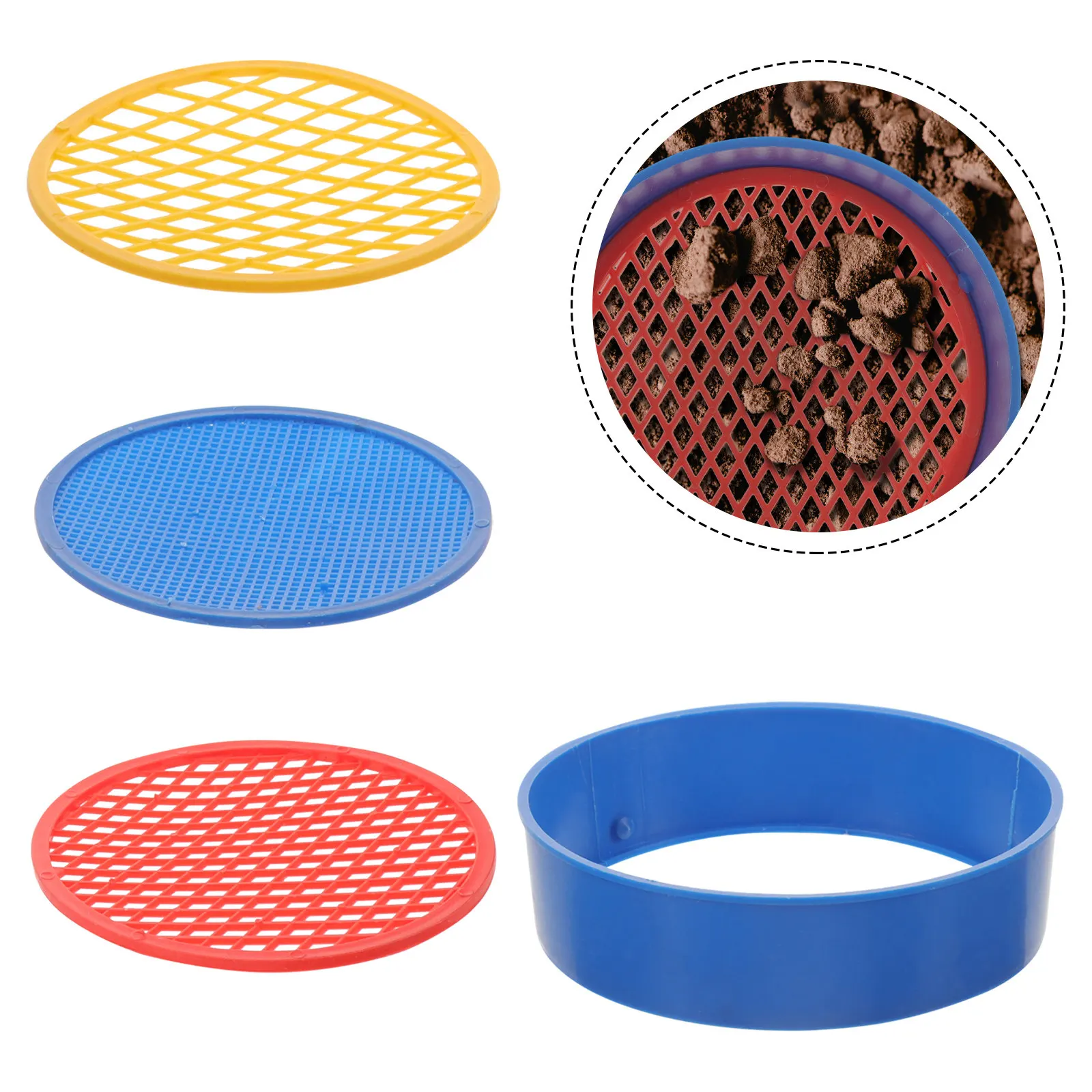Garden Soil Sifter Plastic Mesh Sieve Portable Lightweight Easy Clean Sifting Tool for Bonsai Potting Soil Rock Removal