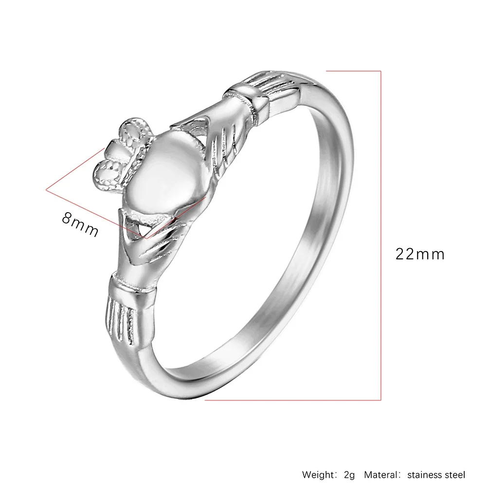 JHSL Unisex Stainless Steel Men Women Statement Rings Unique Heart Deisgn Silver Gold Color US size 5 6 7 8 9