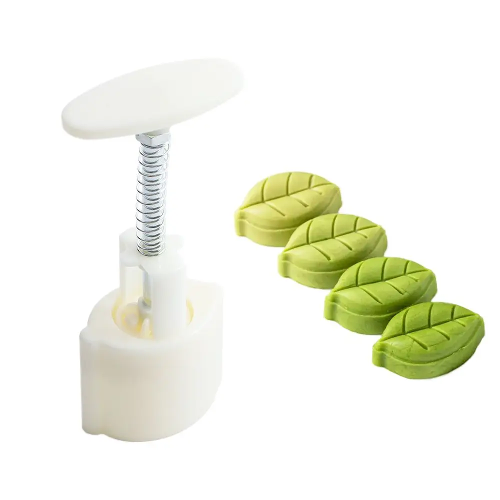 Molde de 30g estilo chino con forma de hoja para galletas, cortador de estampado 3D para bizcocho de judías verdes, molde para pastel de luna, forma para ma'amoul