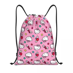 Custom Red Bow Hello Kitty Star Pattern zaino con coulisse borse donna uomo leggero palestra sport Sacks Sacks per viaggiare