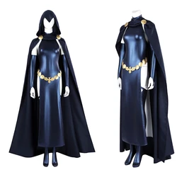 Animation Titans Sexy Dress Teen Raven Cosplay Costume Disguise Fantasia Clothing Halloween Carnival Jumpsuit Leather Woman Set