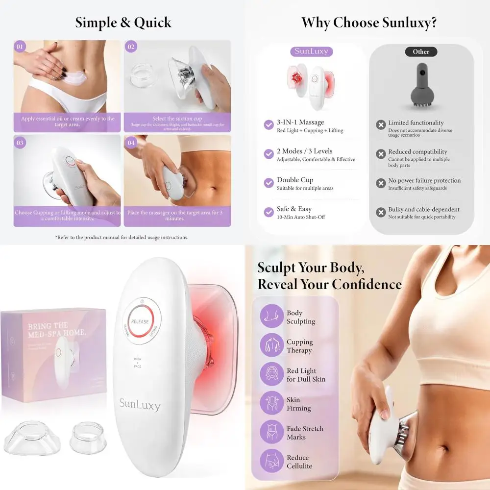 

3-in-1 Portable Electric Body Sculpting Massager for Skin Tightening, Cupping, and Red Light Therapy