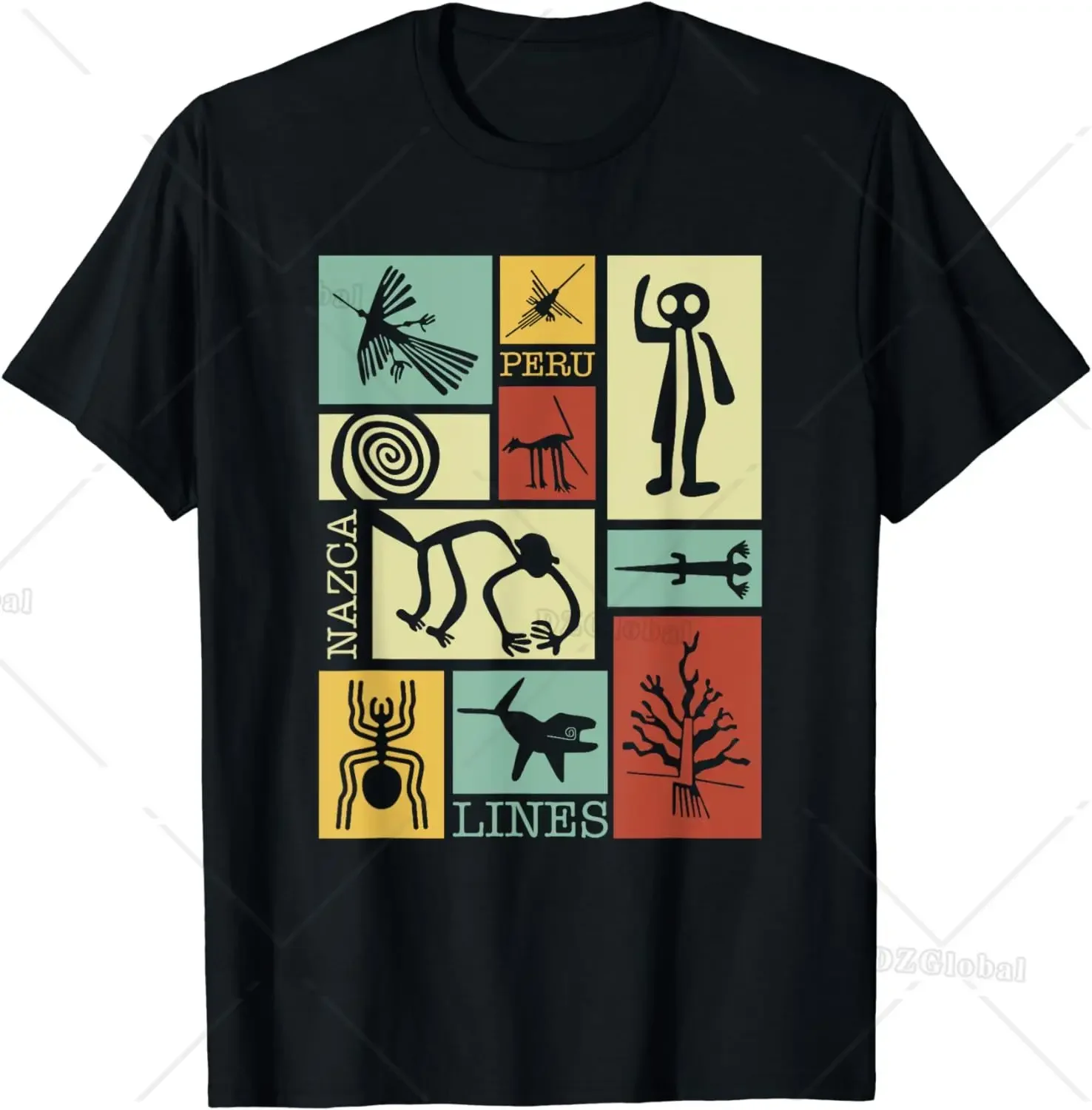

Nazca Lines- Peru Geoglyph Обезьяна Астронавт Паук Ретро Футболка Фестивальная Одежда Женская Одежда Футболки с графикой Camisetas