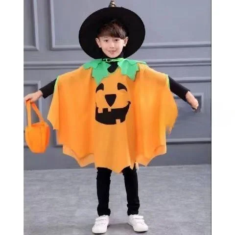 Halloween Pompoenkostuum Heksengewaad Kinderprestatie Outfit Kinderkamer Maskerade Par Bloemen Geheugen Zacht materiaal