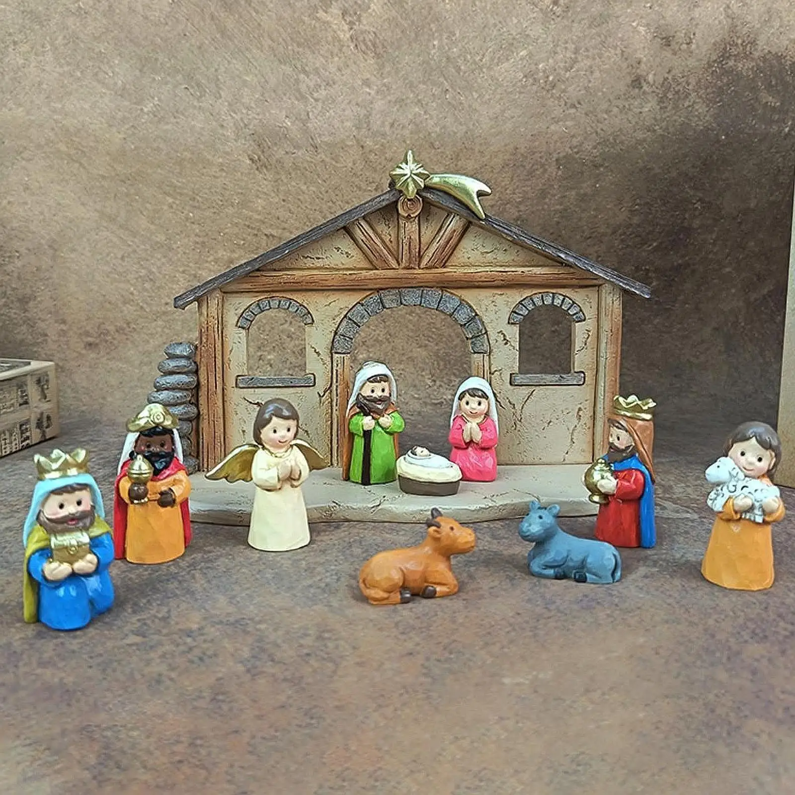 

11 шт., фигурки сцены Иисуса, Рождественский набор, ручная роспись, декоративные с животными и фигурками, рождественские украшения, поделки из смолы