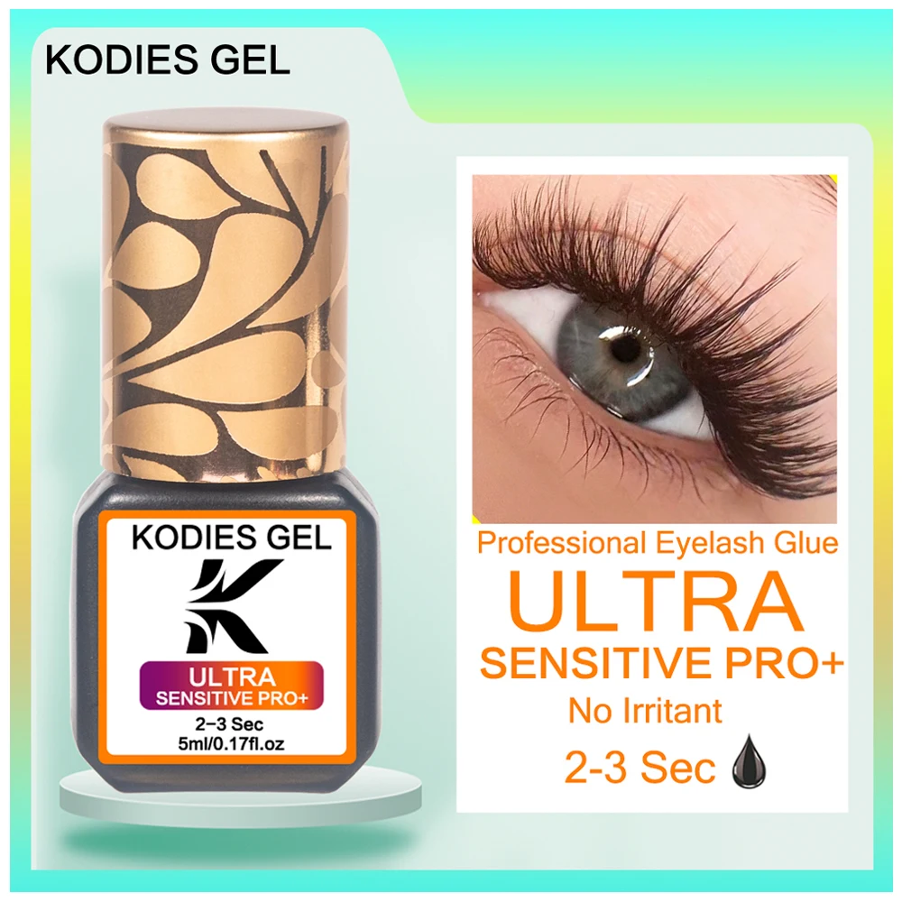 KODIES GEL Sensitive Eyelash Glue Extension Supplies 5ML Low Fume No Irritatant Black Adhesive for Individual Strong Lash Glue