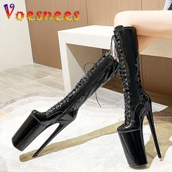 Piattaforma con tacco alto 26cm stivali Fetish Overknee con lacci esotici Pole dance Size35-43 stivali alti con Zip nera con cavallo spedizione veloce