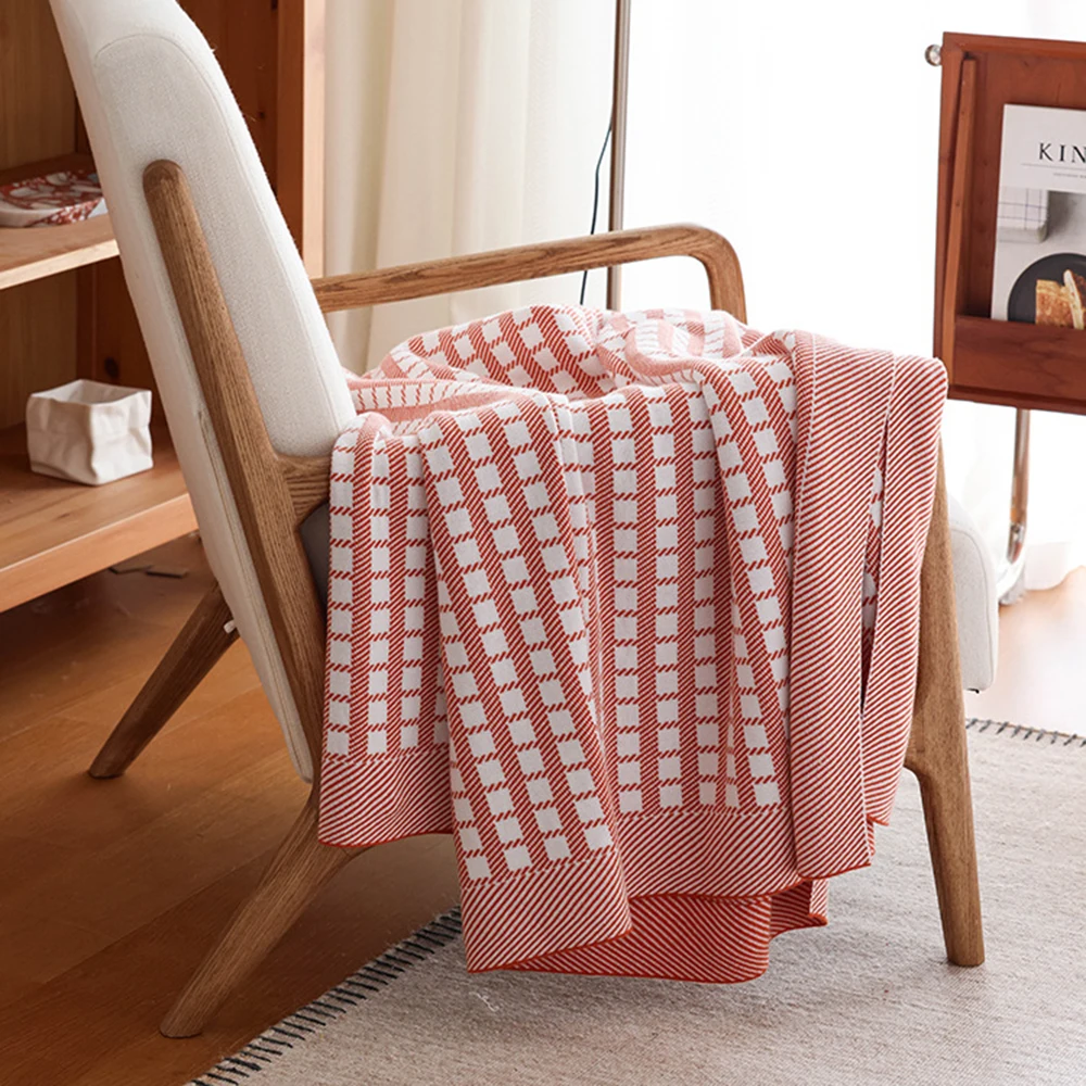 130x180cm Nordic Knitted Summer Air Conditioner Cover Blanket Sofa Decor Plaid Pattern Casual Blankets Multifunctional Covers