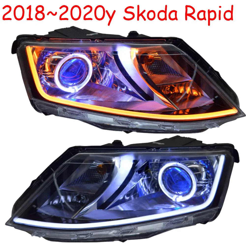 

Car Bumper headlamp for skoda Rapid Headlight 2018~2019y car accessories LED DRL HID xenon head light for Skoda Rapid fog light