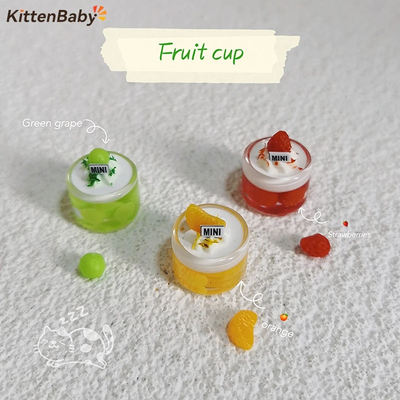 1Pcs Simulation Dessert Fruit Jelly Beverage Ornament Miniature Food Game Scene Toy Decoration Model Doll House Accessories