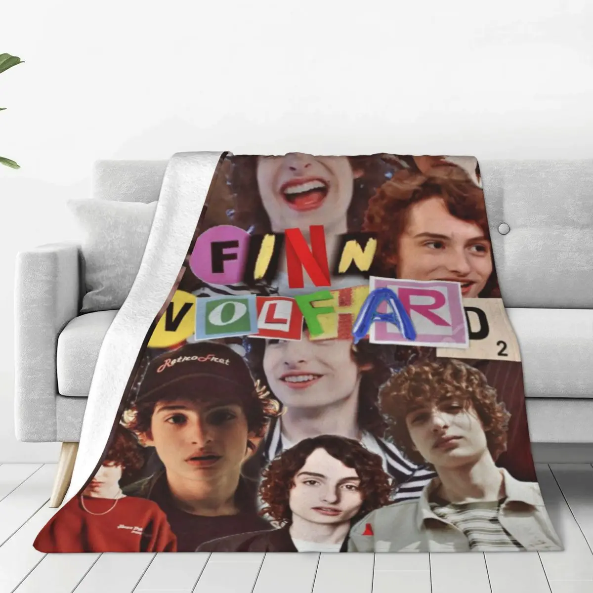 

Cute Finn Wolfhard Collage Blanket Flannel Textile Decor Actor Portable Lightweight Thin Throw Blankets for Bed Couch Quilt 1