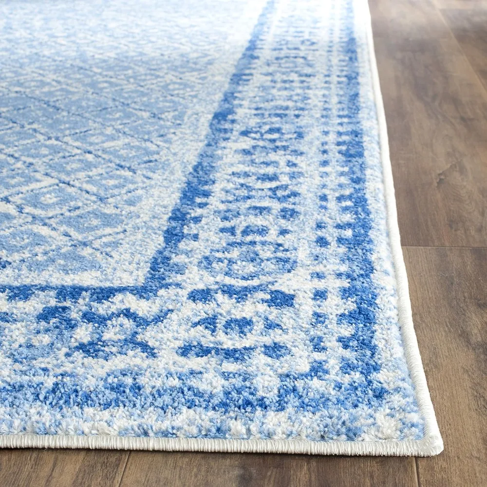 Collection Area Rug - 10' x 14', Silver & Blue, Distressed Design, Non-Shedding & Easy Care, Ideal for High Traffic