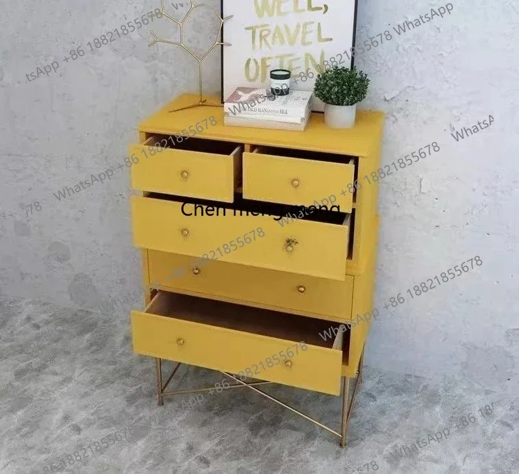 NQ52 New arrrive American country solid wood chest living room bedroom five pumping storage solid wood porch side cabinet