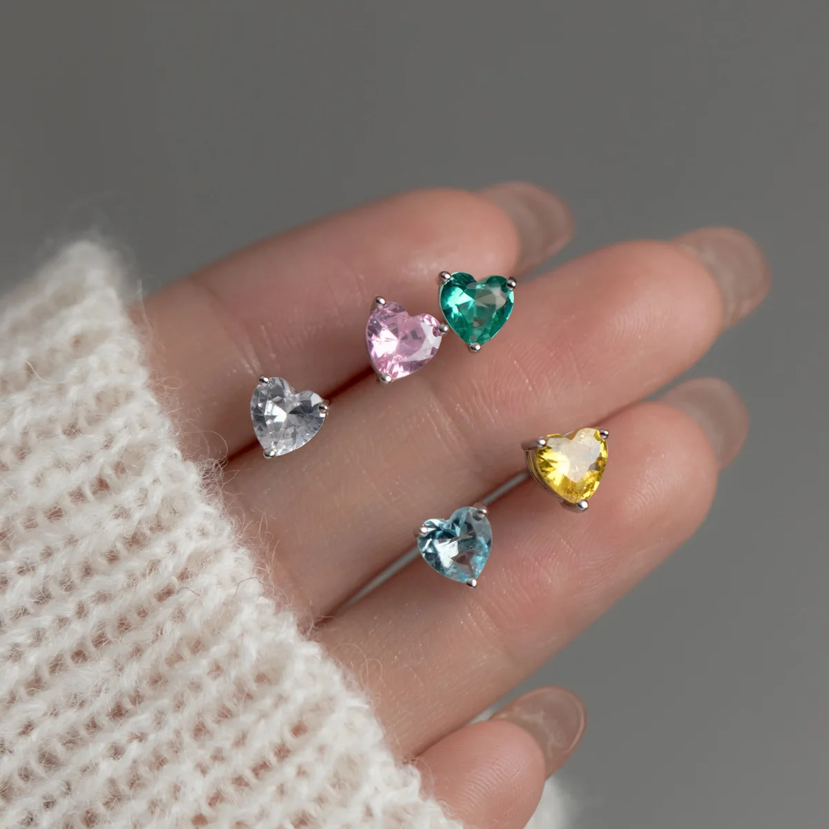 Heart Genuine Peridot Blue Topaz Amethyst Garnet 925 Sterling Silver Stud Earring for Women Colorful Gemstone Jewelry Pendientes