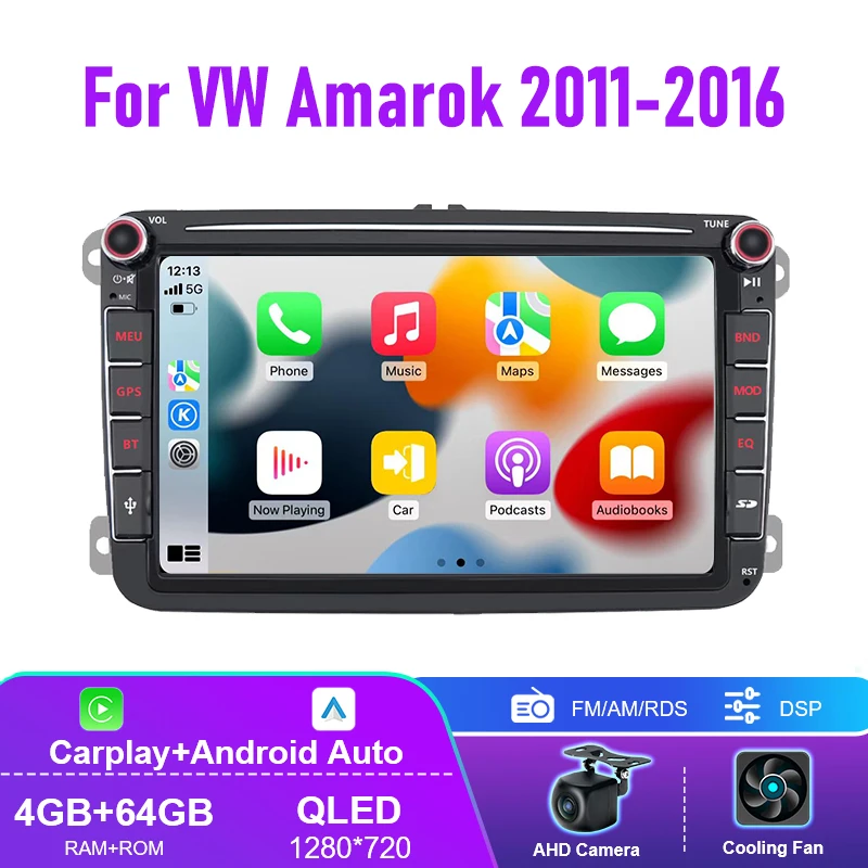 8 '' For VW Amarok 2011-2016 Car Radio Multimedia Stereo Head Unit Apple Carplay Android 13 Auto GPS AM 4+64GB 2 Din