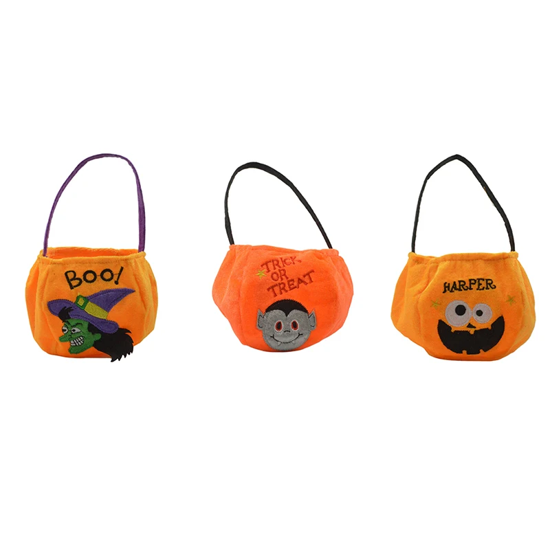 Bolsas de mano de calabaza de Halloween para niños, bolsa de dulces de dibujos animados, bolsa de almacenamiento portátil, cesta de calabaza creativa, regalos de Halloween