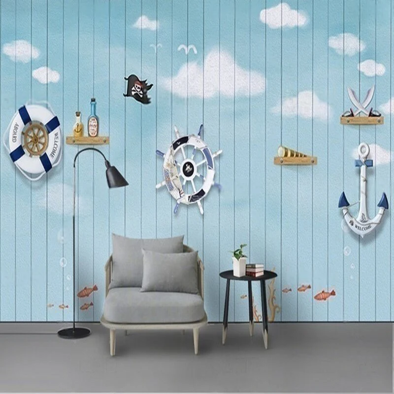 

MU9039 Nordic simple hand-painted cartoon children's room TV bedroom background wall