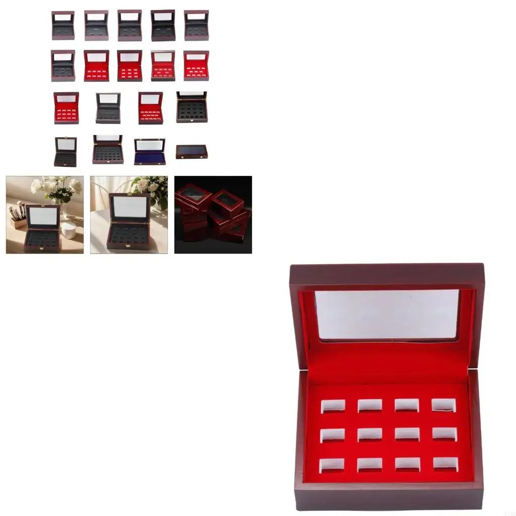 

Ring Display Box with Multiple Slots Storage Case for Baseball and Softball Championship Rings Jewelry Holder