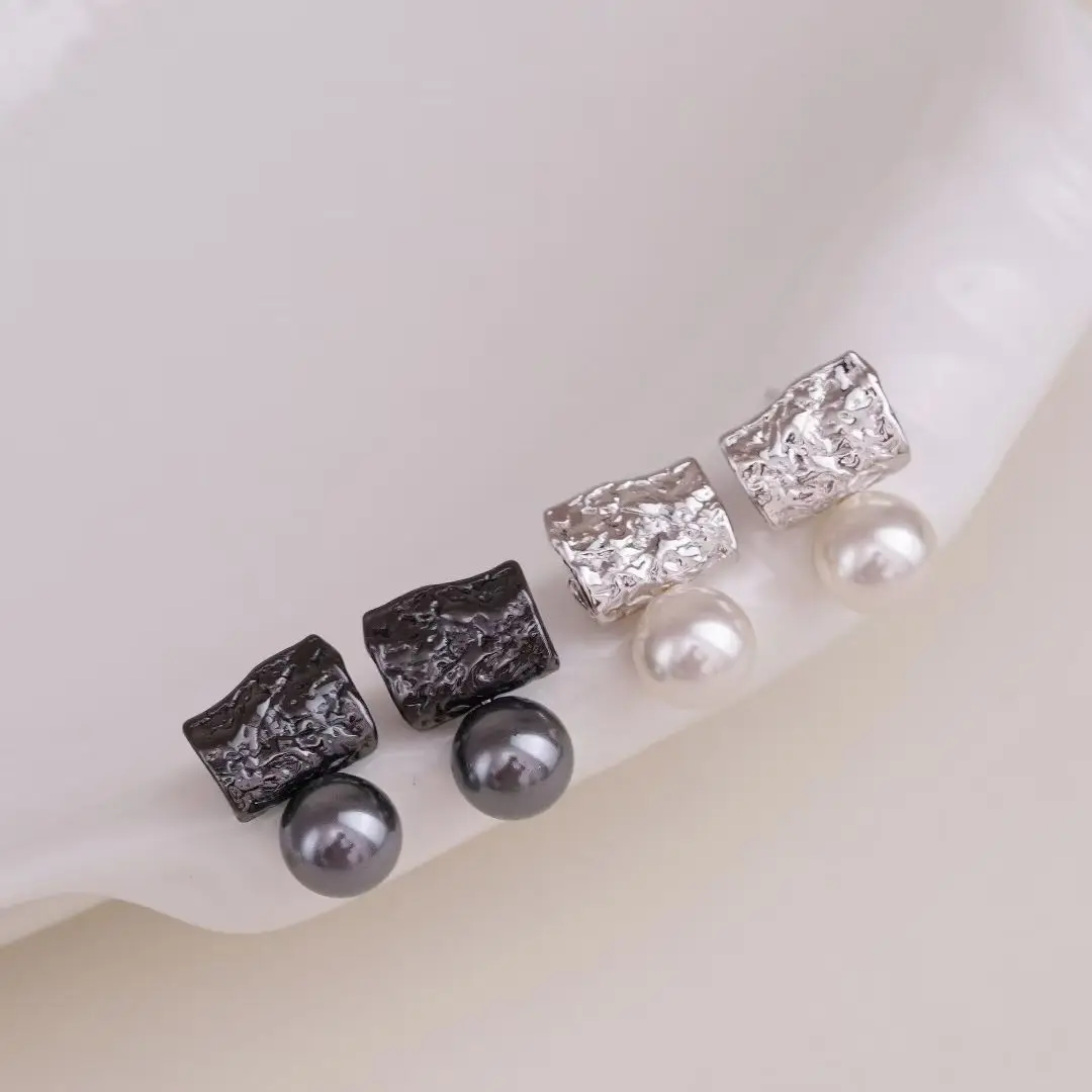 

S925 Sterling Silver Earrings Base Findings Mountings Jewelry Mounts Fittings Accessories for 8-9mm Pearls 3 pairs/lot