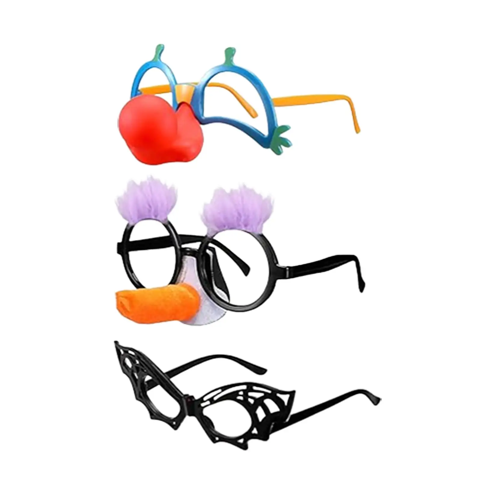 3 أزواج من نظارات الهالوين المضحكة للبالغين، نظارات زي فريدة من نوعها لحفلات الهالوين، دعائم صور للعطلات #3