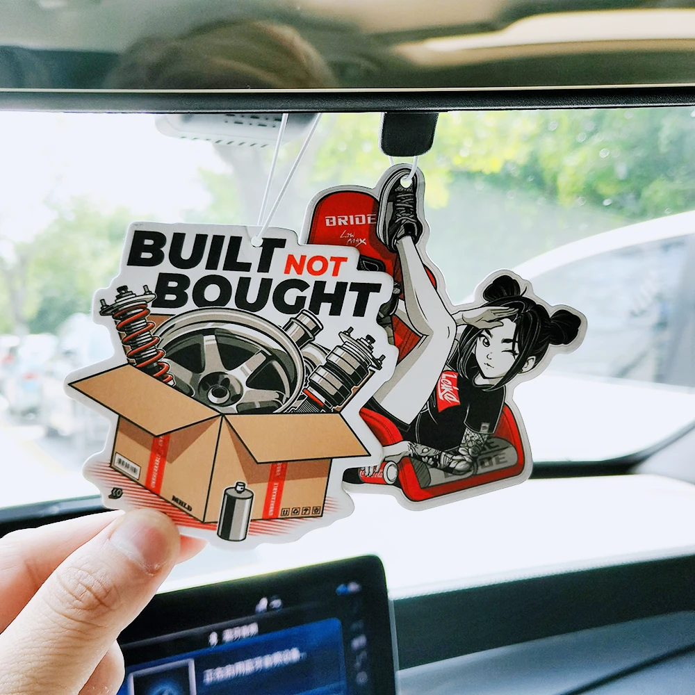 مثير فتاة JDM سيارة معطّر الهواء معلقة مرآة الرؤية الخلفية نكهة العطور توربو قرص فرامل تعديل الثقافة الصلبة ورقة الملحقات #1