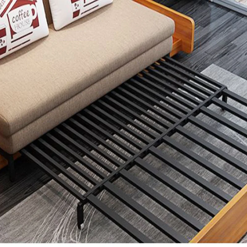 Black telescopic sofa bed iron frame, push-pull sofa bed skeleton, small apartment dual-purpose folding sofa bed