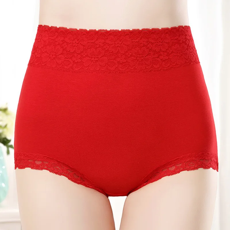 High Waist Briefs Women cotton Panties High Elastic Tummy Control Underwear Slimming Sexy Lace abdomen in Lingerie