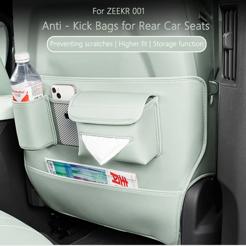 For ZEEKR 001 2021-2025 Car Seat Back Anti Kick Pad Leather Protector Cover Storage Box Car Seat Kick - Proof Mats