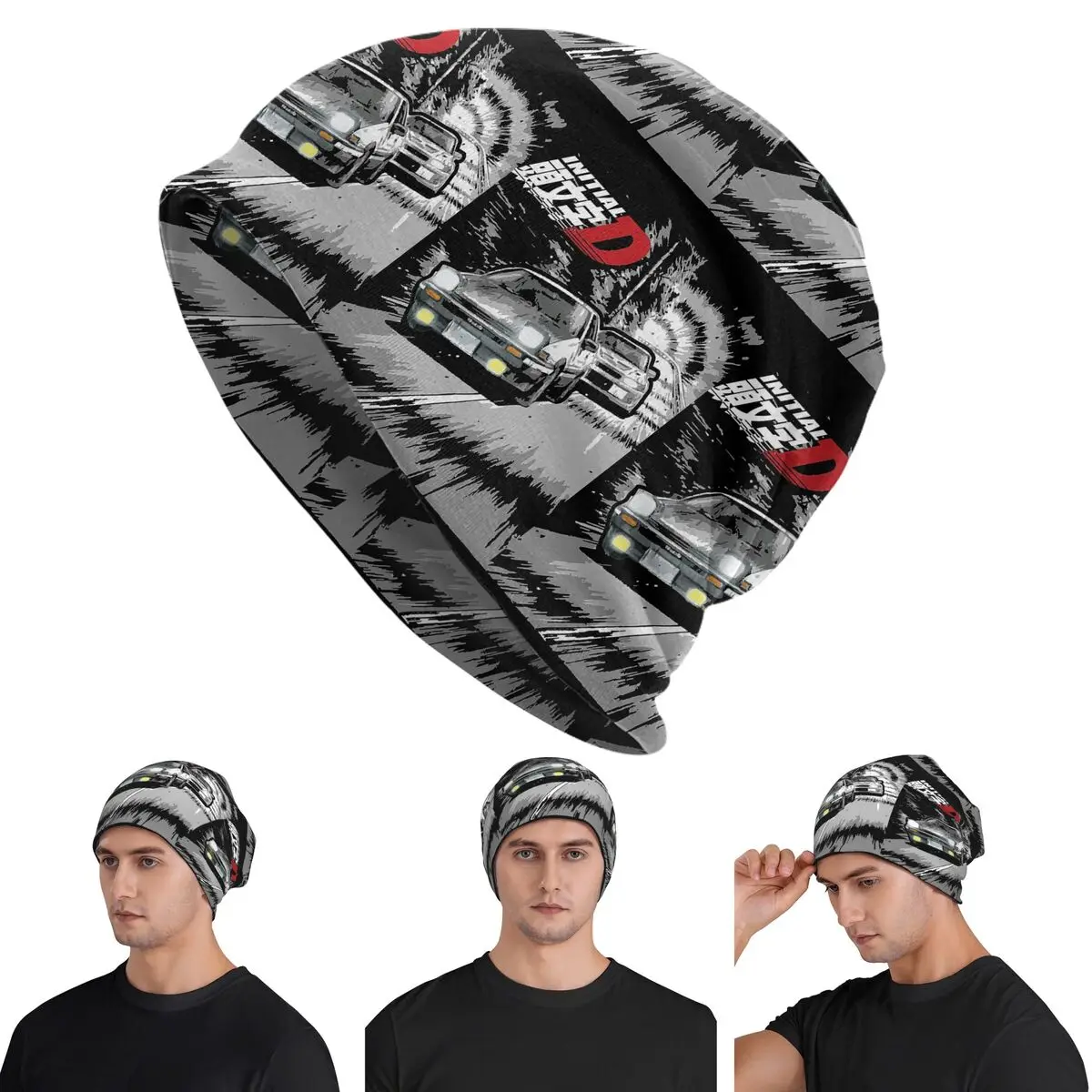 Initial D - Mountain Drift Racing AE86 Warm Knitted Cap Hip Hop Bonnet Hat Autumn Winter Beanies Hats for Men Women Adult
