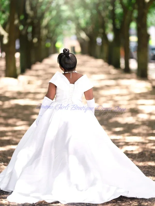 Bloemenmeisjesjurk Elegante satijnen kleine prinsessenjurk voor verjaardagsfeestje Huwelijksceremonies Formele recepties Fotoshoots