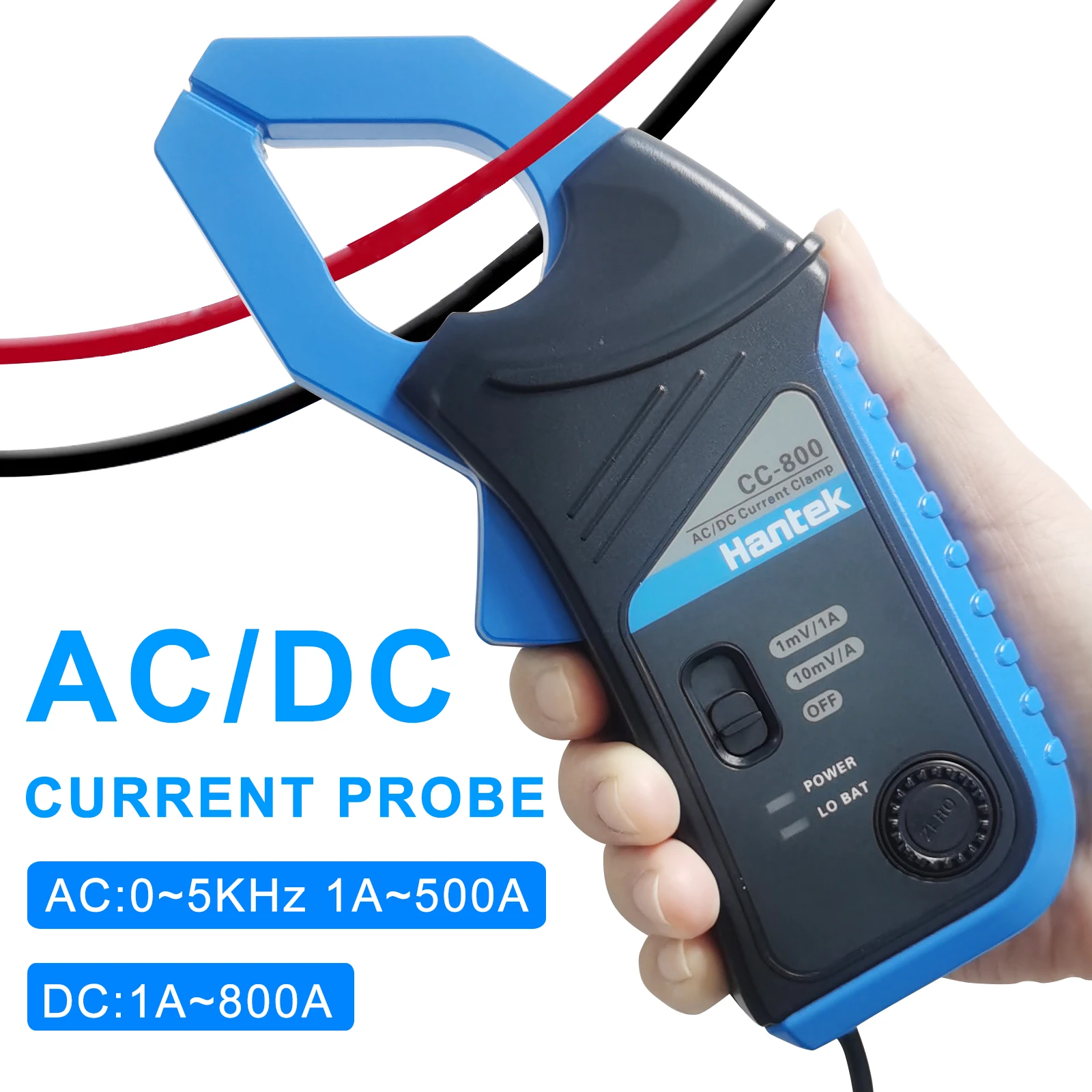 

Hantek CC-800 AC/DC Current Clamp, 5kHz Bandwidth, 800A Clamp Meter for Oscilloscope with BNC/Banana Type Connector