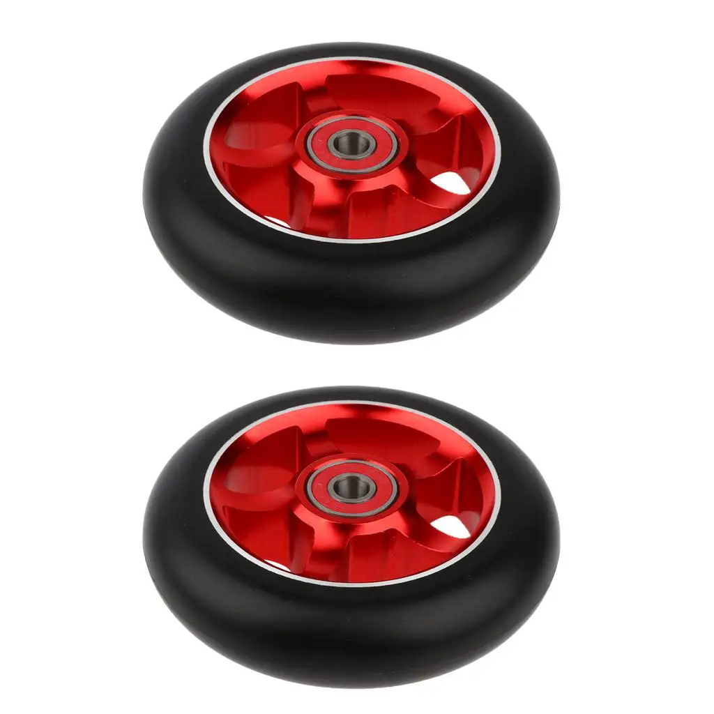 2pcs Replacement 100mm Kick/Scooter Wheels with Bearings & Bushings