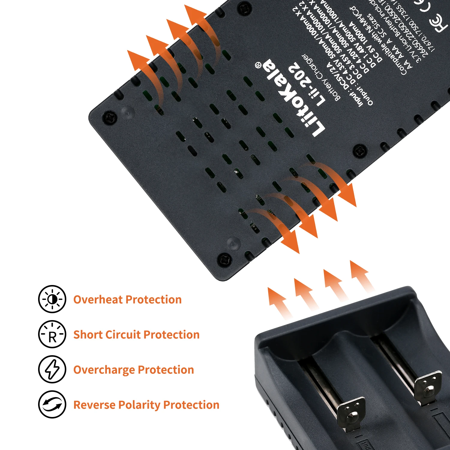 Liitokala Lii-202 Lii-402 5V2A wyjście typ C interfejs przewodowy uniwersalny 3.7V 3.2V 3.85V 18650 21700 ładowarka