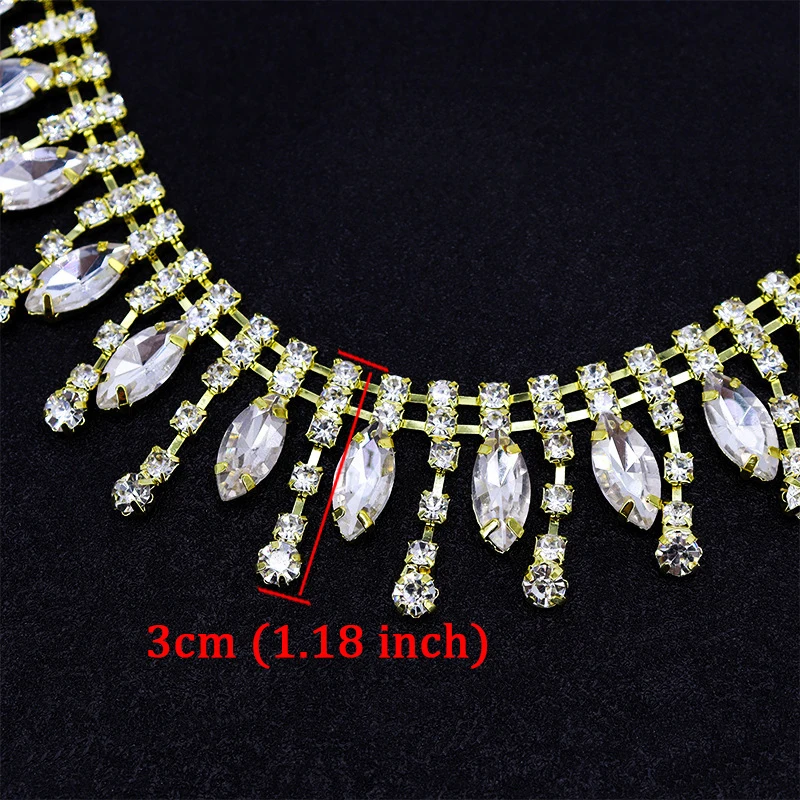 10 Yards Strass Quaste Sparkle Diamant Kristall Strass Kette Kleidung Tasche Trim DIY Kunst Handwerk Hochzeit Geschenk Dekoration – Detail 5