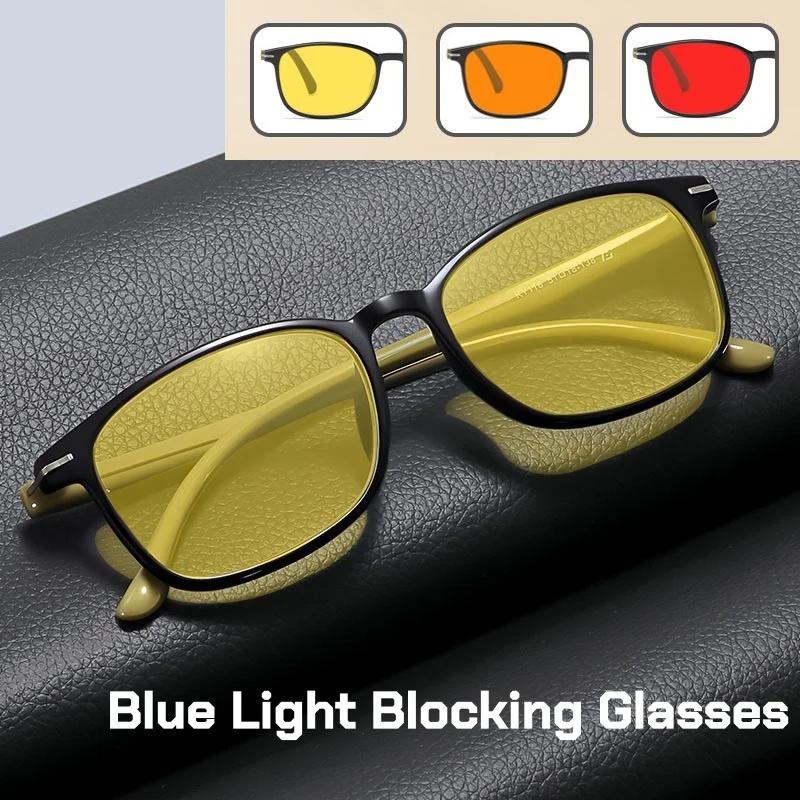 

Fashionable Color Blocking Night Vision Blue Light Blocking Glasses Orange or Red Lenses for Computer Gaming Protective Eyewear