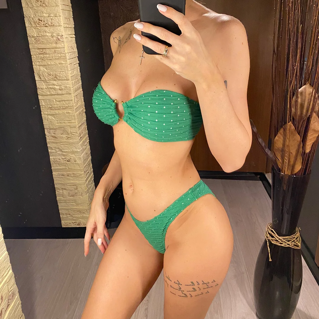 Sexy Bikini-Set mit Sarong-Bandeau, mittelhoher Taille, dreiteilig, Damen-Badeanzug, Badebekleidung, Badeanzug, Schwimmbekleidung V4242 – Detail 9