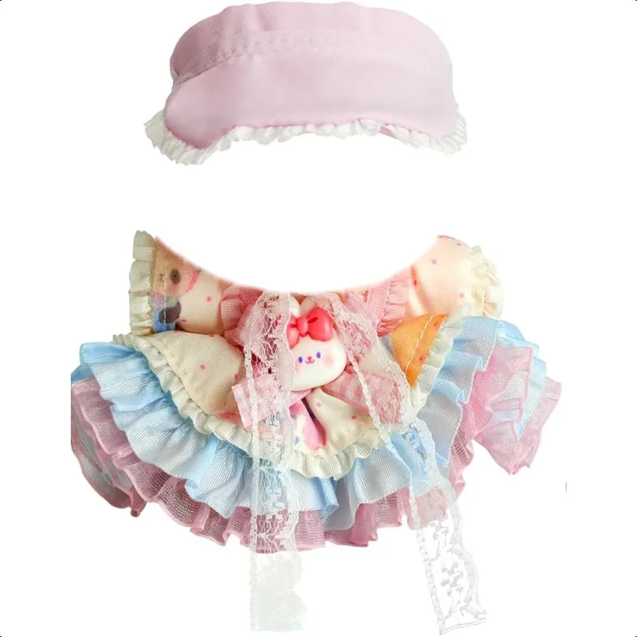 

17cm Doll Clothes Set Accories for 6.7 Inches Doll Clothes Light Pink Veet Hat + Kawaii Puffy Skirt Set Cute Clothing No Doll I