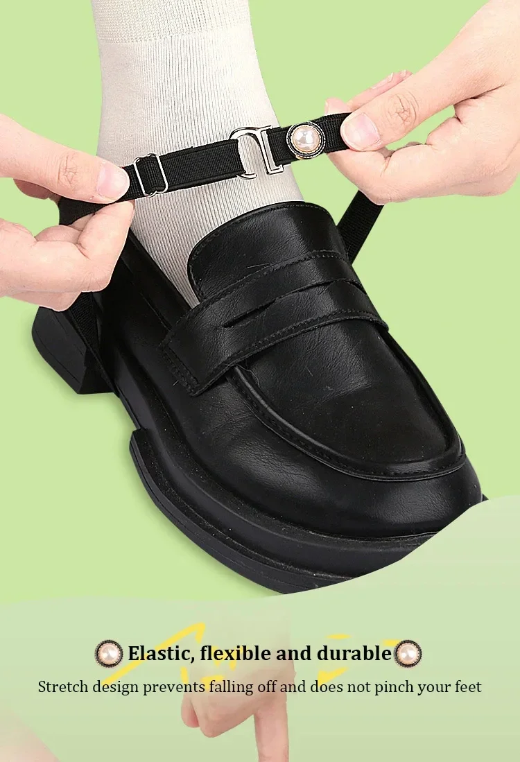Loafer Bundle Schnürsenkel Halter Anti-drop Elastische Schnürsenkel Frauen Leder Schuhe Lastic Schnürsenkel Liebe Perle Riemen Faul Zubehör – Detail 5