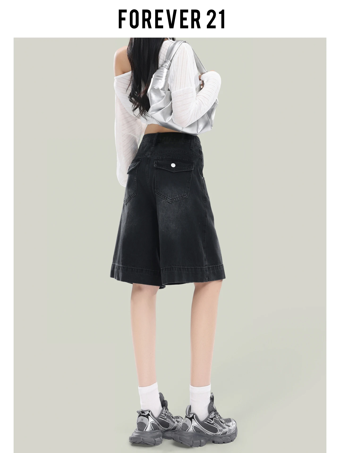 Forever 21, pantalones vaqueros de pierna ancha de cintura alta de estilo americano para mujer, pantalones holgados de verano con corte de bota, pantalones cortos con forma de pera, ropa informal