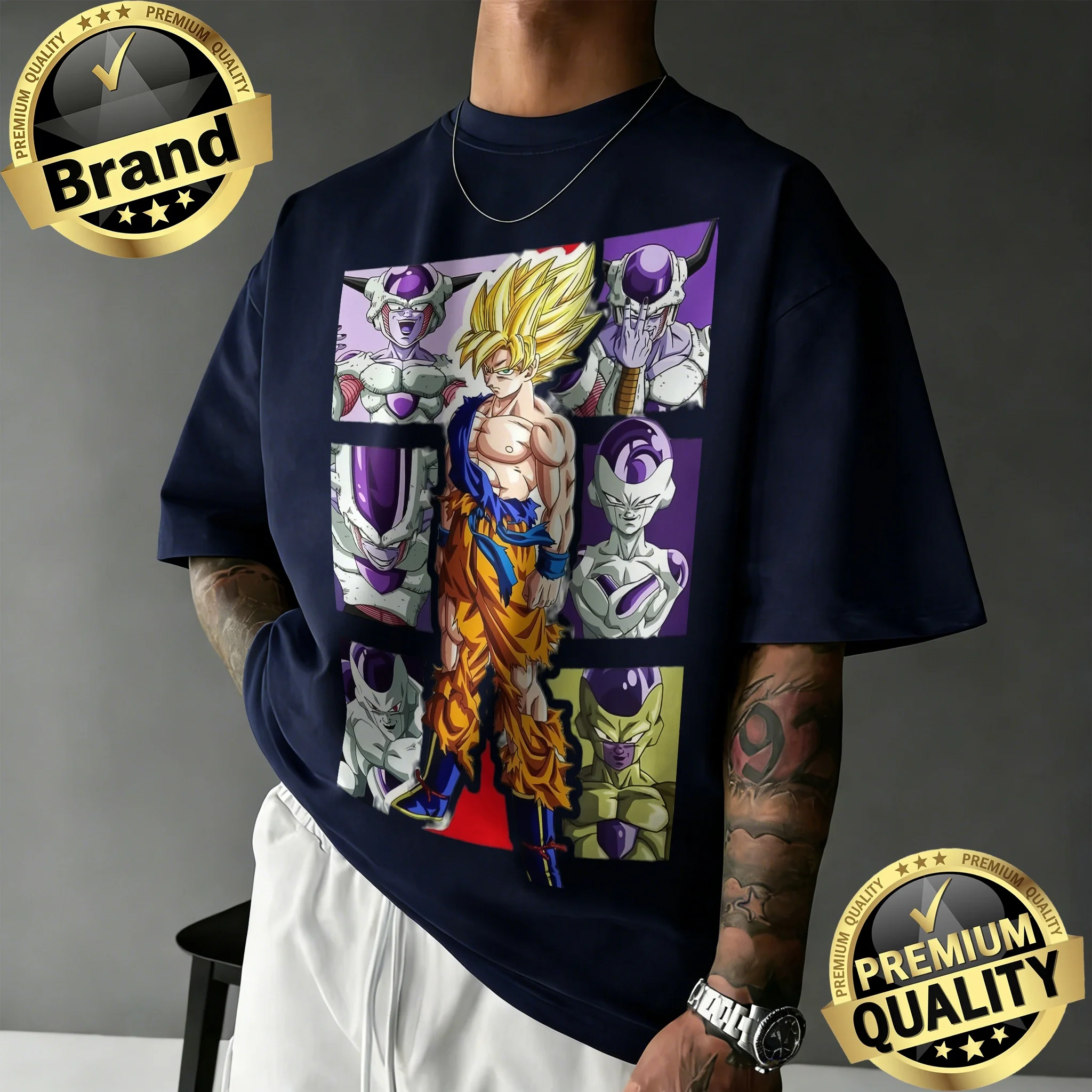2026 Summer Dragon Ball Z 100% Cotton Oversized T-shirt for Men Kids Goku Super Saiyan Vs Frieza All Forms Retro Anime Print Tee - view 2