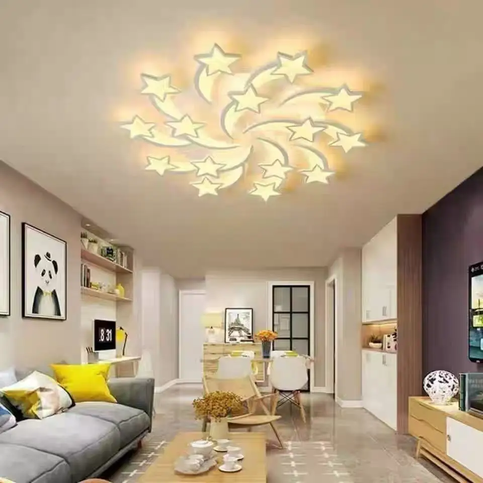 

Modern Nordic Meteor Shower Star Multiple Angles LED Ceiling Lights Hanging Lamps for Living Bedroom Home Decoration Chandeliers