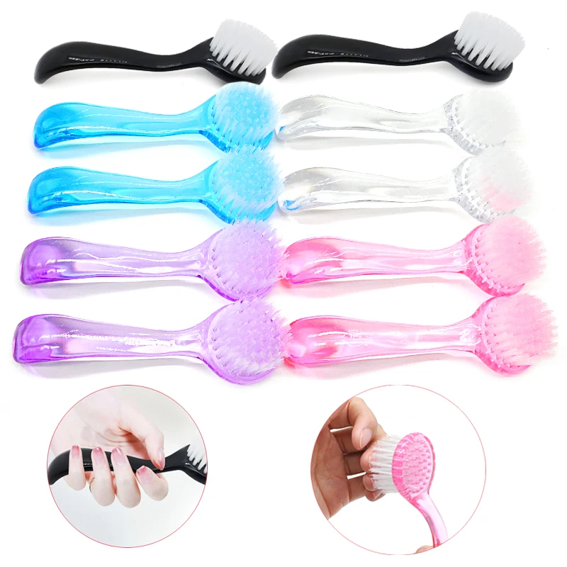 1/2/4/6Pcs Lots Soft Nail Dust Cleaning Brush Handle Grip Portable Nail Art Fingernail Scrub Cleaning Brushes Manicure Nail Tool