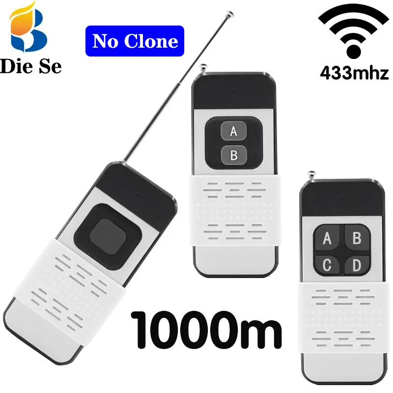 433Mhz Wireless Remote Control 1/2/4 Buttons 1527 Learning Code 1000M Transmitter for Light/ Gate /Garage Door/motor Controller