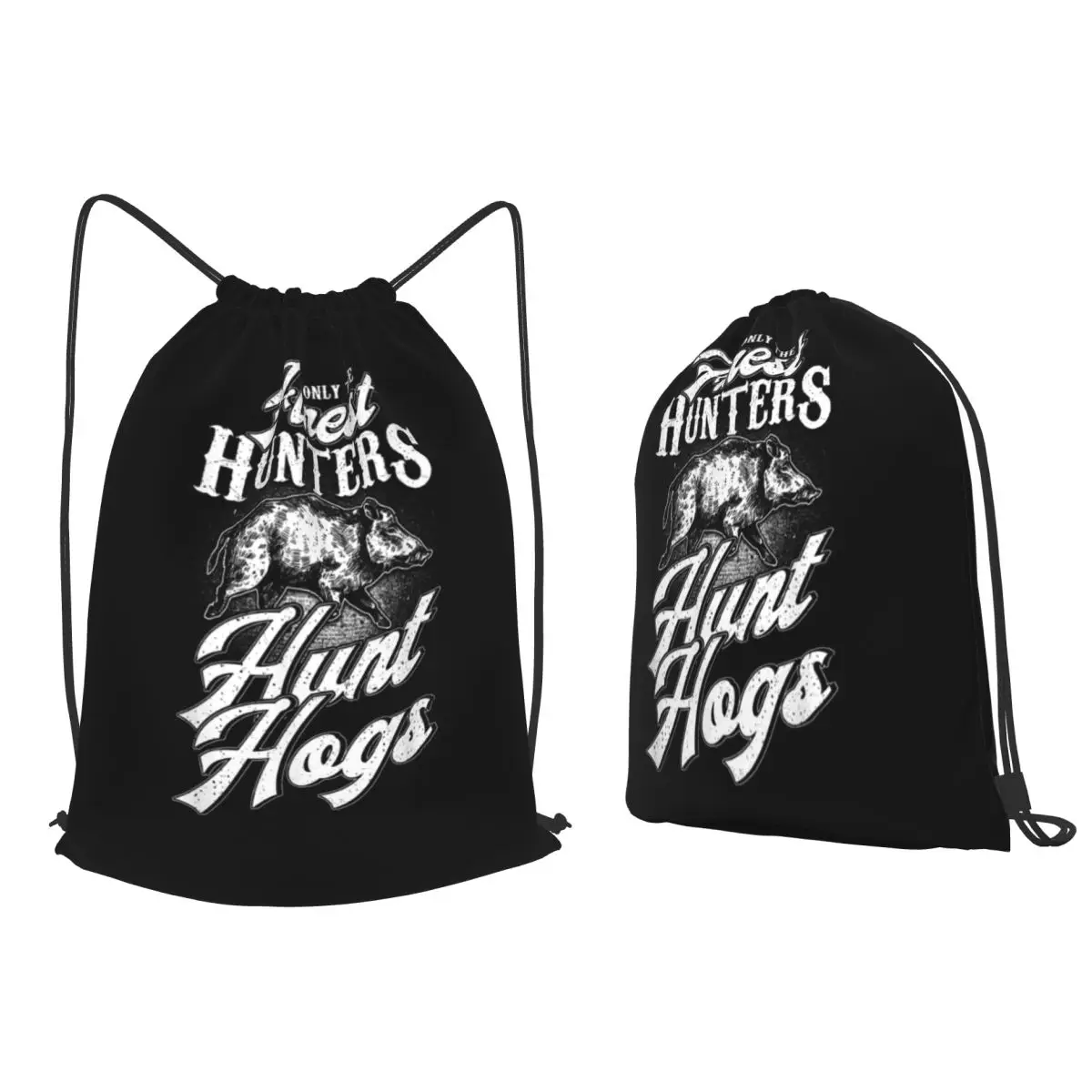Only The Finest Hunters Hunt Hogs Hunter Backpacks Casual Drawstring Bags Sports Bag Book Bags for Man Woman School