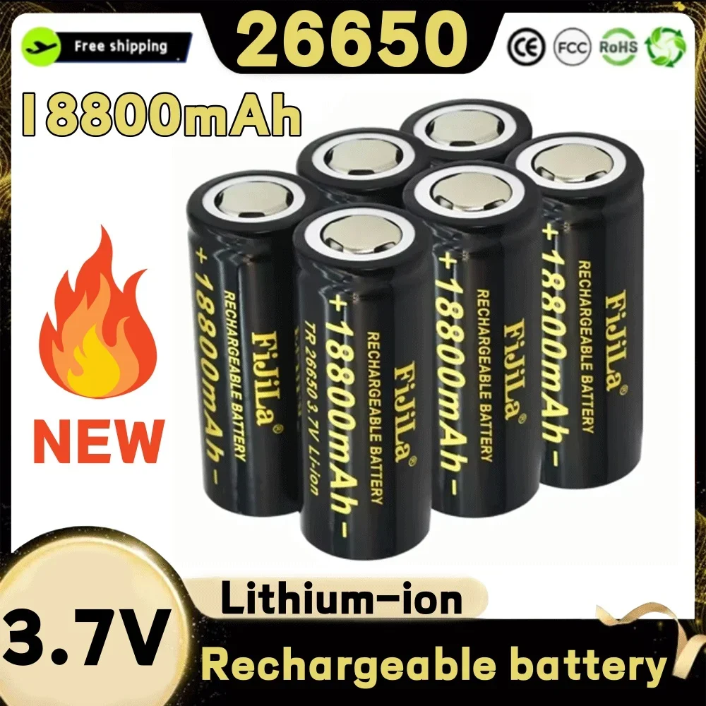 Rechargeable Battery 26650 3.7V 18800mAh High Capacity 50A Power Battery Lithium-Ion for Toy Flashlight